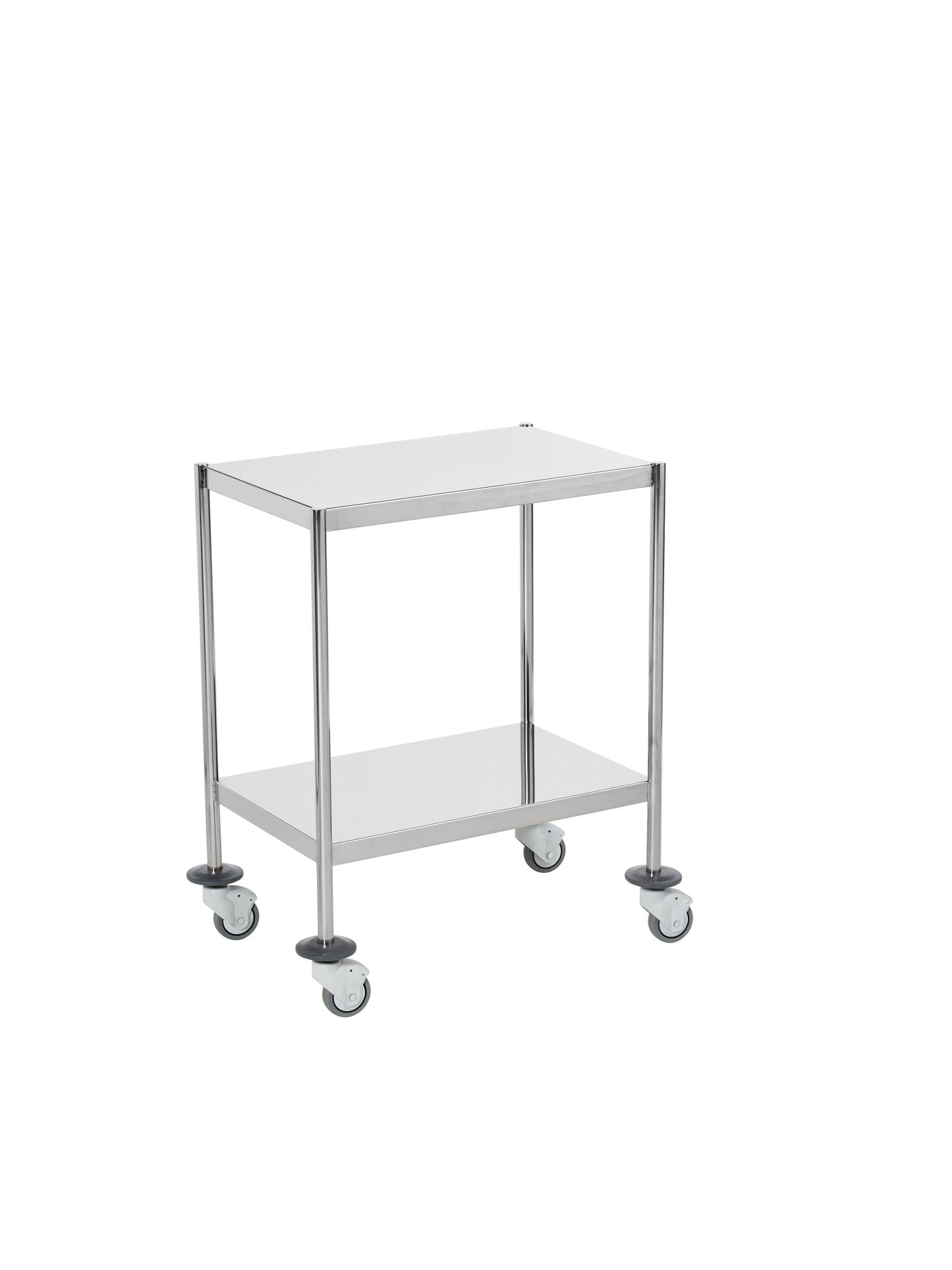 Guéridons inox 2 plateaux sans poignée bords tombés