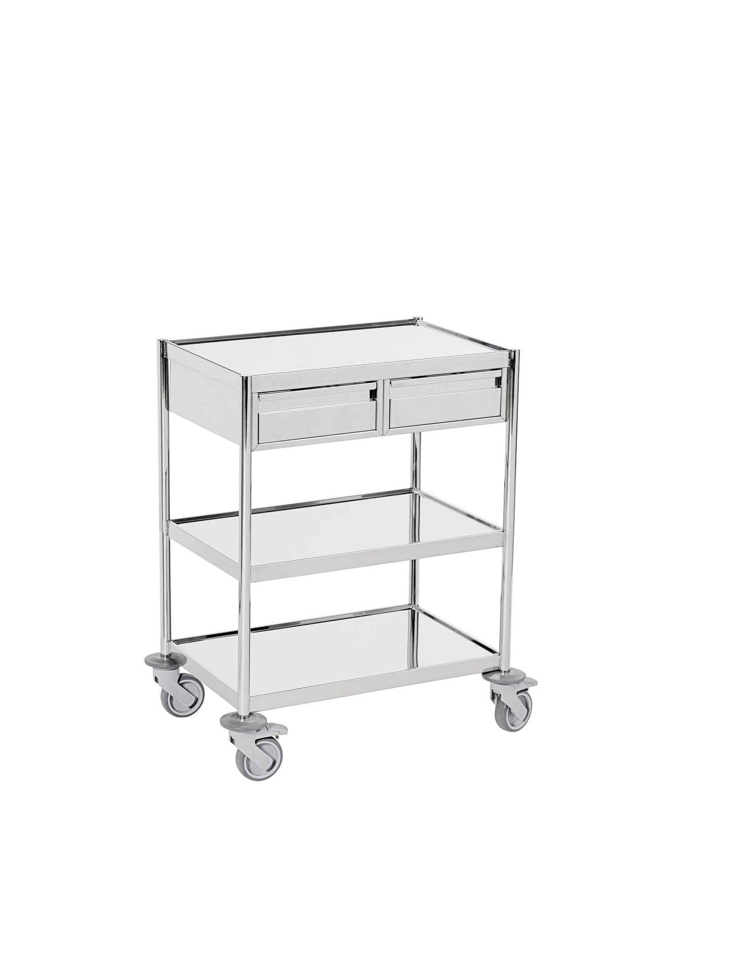 Guéridons inox 3 plateaux sans poignée bords relevés