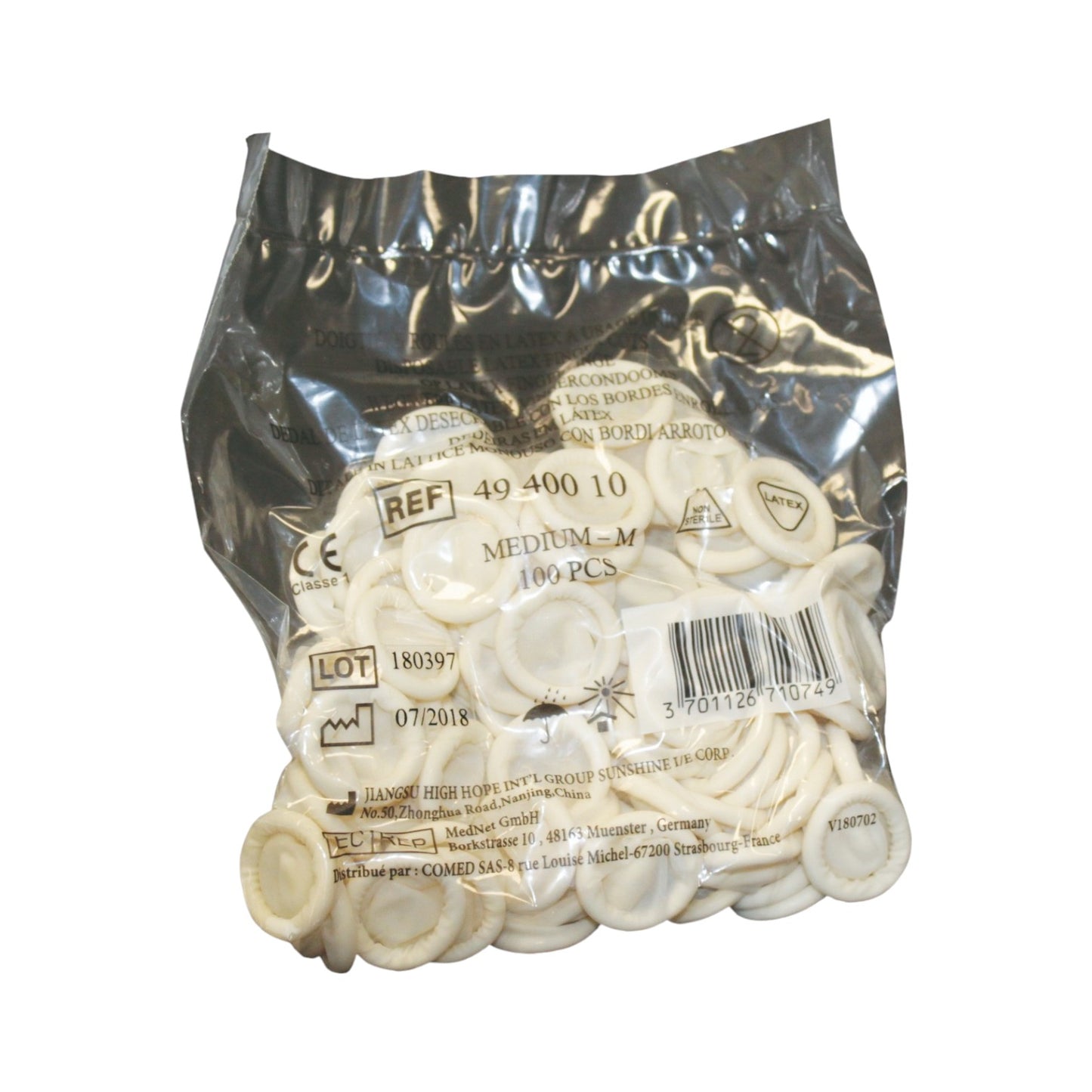 Doigtiers roulés en latex