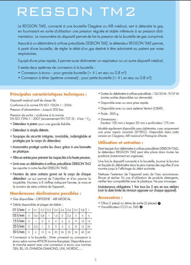 Détendeur DETREG TM à écrou AFNOR - O2