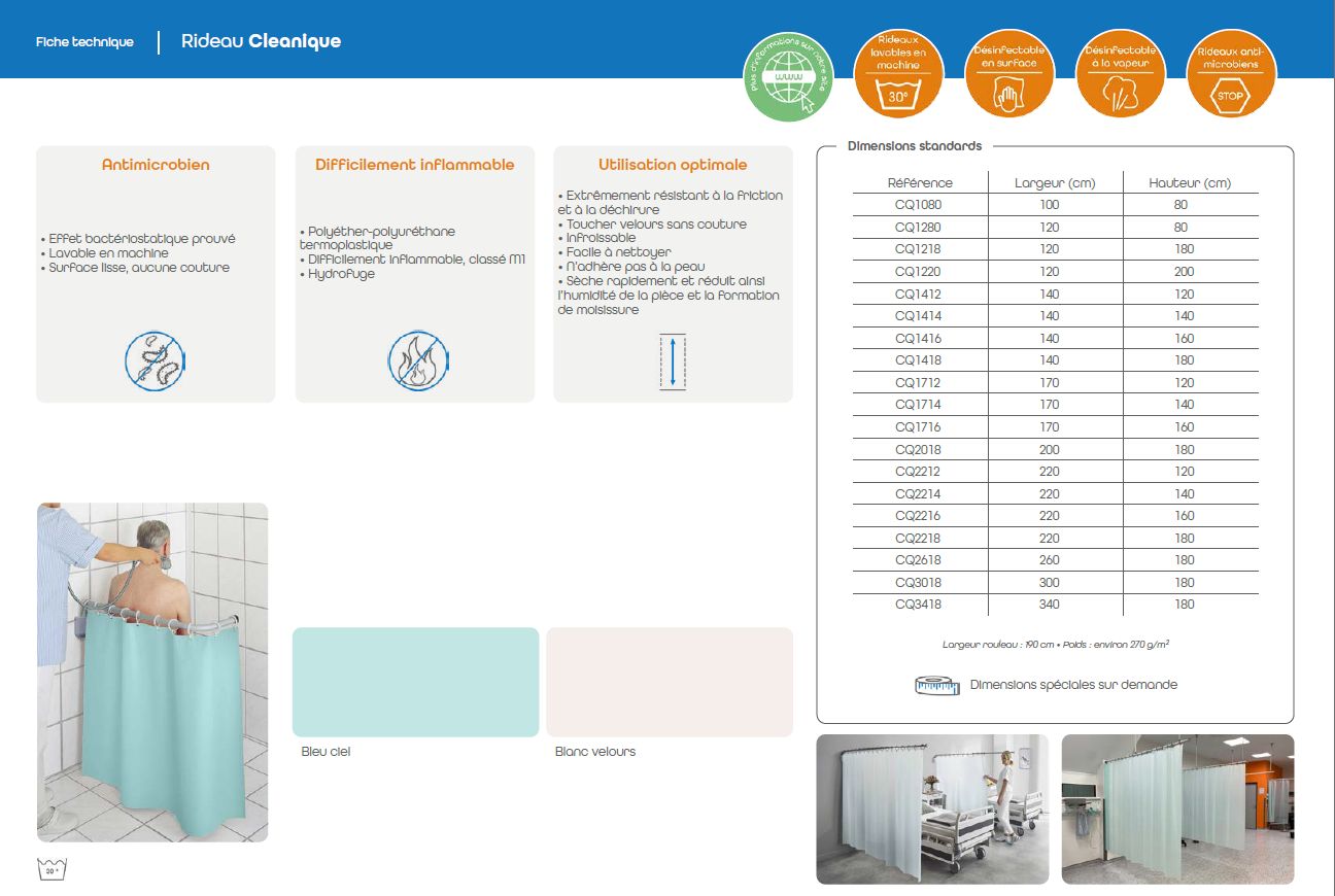 rideaux cleanique pour l'intimité du patient dans le secteur médical
