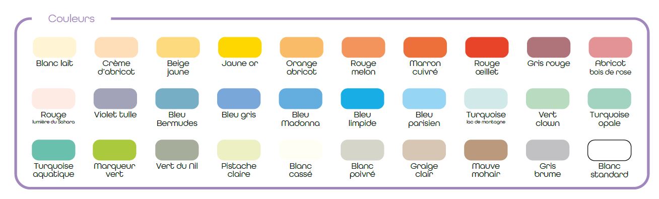 couleurs disponibles pour les battants de paravent médical
