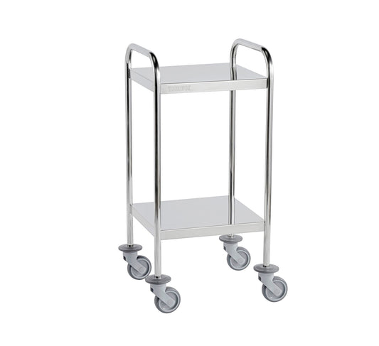 Guéridons inox 2 plateaux bords tombés