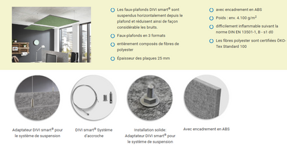 Panneaux suspendus acoustiques - Faux-plafond - DIVI Smart
