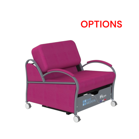 options pour fauteuil lit accompagnant dédié aux hôpitaux et cliniques